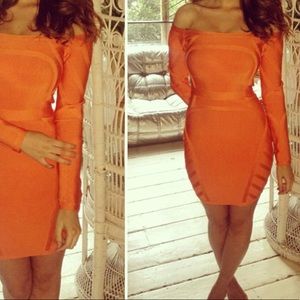 Celeb Boutique off the shoulder bandage dress